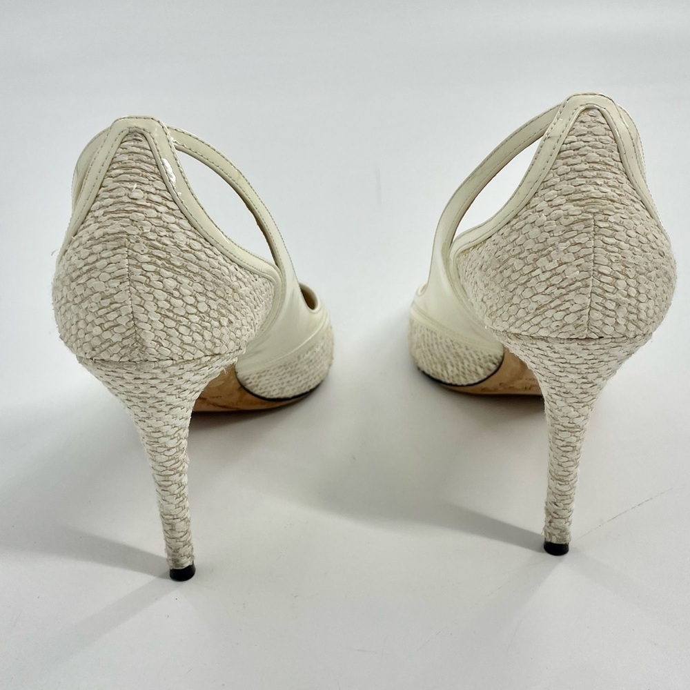 JIMMY CHOO Hickory Tweed Patent Leather Old Money Point-toe Pumps Heels Size 39 - Picture 12 of 16